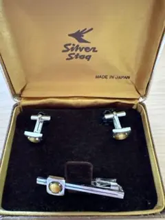 Silver Stag タイガーアイ カフス&ネクタイピンセット