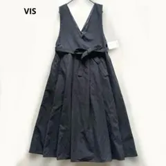 Vis Vネックフレアワンピース ブラック 未使用品