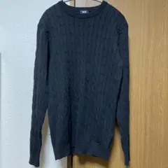 ユニクロ　ケーブルニットセーター　ブラック　M