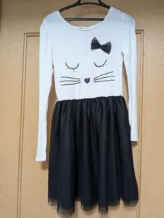 猫顔プリント 長袖ワンピース　H&M