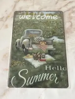 ブリキ看板 welcome summer インテリア雑貨 アメリカン雑貨