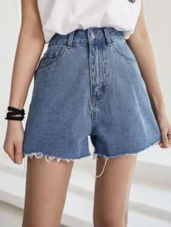 【 SHEIN 】ハイウエストデニムショートパンツ