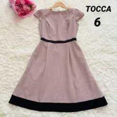 極美品 トッカ ワンピース ドレス フレンチスリーブ Aライン 大きいサイズ 6