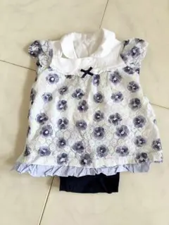 花柄レースロンパース
