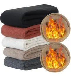 ✦靴下 レディース もこもこ靴下 5足セット・裏起毛極厚防寒 黒 赤