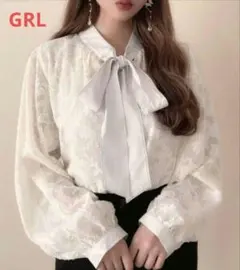 GRL 花柄シアーボウタイブラウス