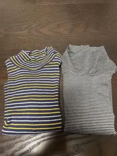 【UNIQLO】ストライプタートルネック長袖2枚セット！80・90サイズ
