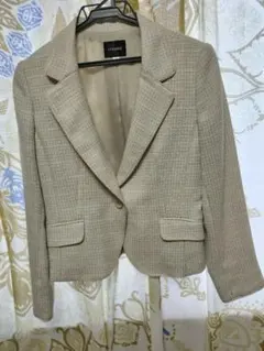 ベージュ チェック柄 テーラードジャケット１１ＡＲ