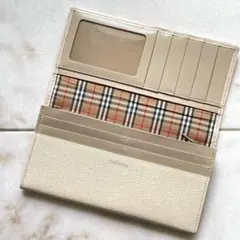 BURBERRY バーバリー 長財布 三つ折り ノバチェック ハニーベージュ BURBERRY - BURBERRY バーバリー 長財布 三つ折り ノバチェック ハニー