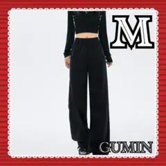 スウェットパンツ 楽ちん 綺麗 美脚 脚長効果 韓国 おしゃれ ブラック M