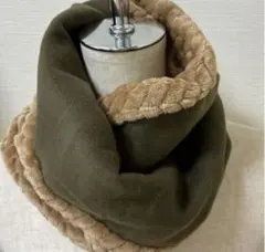 お得❤️カーキ❤️ジャガードボア　フリース　スヌード　マフラー　ゴールデン　ブラウン