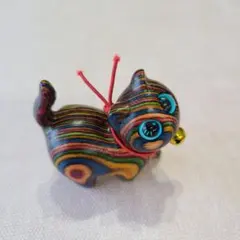 カラフル猫ちゃん置物 鈴付き☆万博 スーダン館 ② 匿名発送