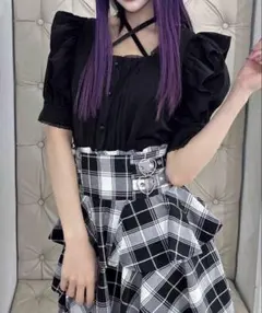 MARS サテンリボン付きフリルブラウス