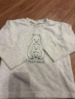 petit main クマイラスト 長袖カットソー 100