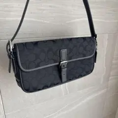 【美品】COACH ワンショルダーバッグ シグネチャー キャンバス 黒 Y2K