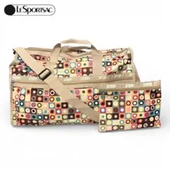 LeSportsac 2way ボストンバッグ 幾何学模様 ポーチ 鍵付き LG