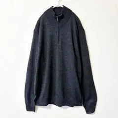 メリノウール100% ハーフジップニット セーター L チャコールグレー　美品のサムネイル