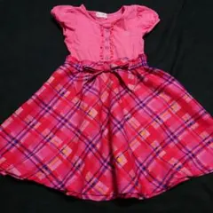 １０５　メゾピアノ　 ピンク チェック柄 ワンピース 120センチ