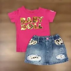 BABY DOLL Tシャツとデニムスカートセット 80