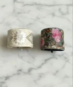 インド刺繍リボンポニーフックセット③ ハンドメイドヘアアクセサリー