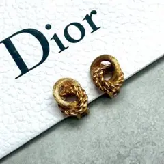 ✨極美品✨クリスチャン ディオール イヤリング ロゴ ツイスト ゴールド色