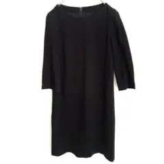 【インディヴィ】ストレッチ　ロングワンピース　七分袖　ラック　綿　日本製　36