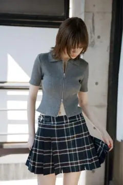 FRONT ZIP CUT RIB トップス　SLY 半袖　ニット