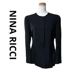 美品 NINA RICCI ニナリッチ ノーカラージャケット 黒 11 L