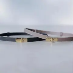 【未使用】 anunas ロックタイプ レザーベルト brown ゴールド金具