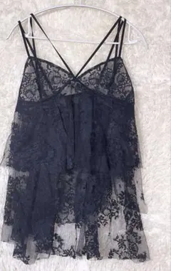y2k フェアリーグランジ　アウラ　キャミソール　レース　花柄　ビスチェ　黒