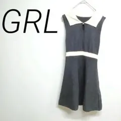 GRLブラックノースリーブ 襟付きワンピース M エレガント　☆2779