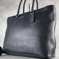 【極美品✨】COACH ベケット 2way ビジネストート シボ革 ネイビー