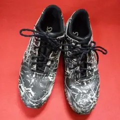 美品 アシックス ASICS スニーカー シューズ BLACK ホワイト