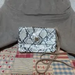 ヘビ柄 ショルダーバッグ シルバー