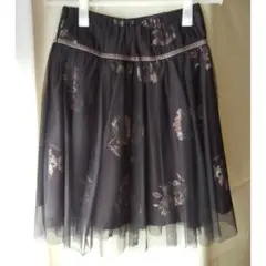 JILL STUART フレアスカート 黒色 レース 花柄 ジルスチュアート