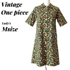 vintage 古着 昭和レトロ　レトロポップ　動物柄ワンピース