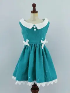 22cm ドール服 水色 ドット ワンピース ハンドメイド ブライス リカちゃんのサムネイル