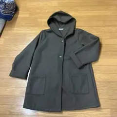 フード付きダークブラウンロングコート LLサイズ