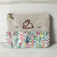《80》 14㎝ファスナーポーチ　うさぎ　ハンドメイド