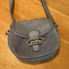 COACH グレー スエード レザー ショルダーバッグ
