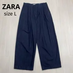 ◆ ZARA ザラ ツータック デニム ワイドパンツ バルーンパンツ L