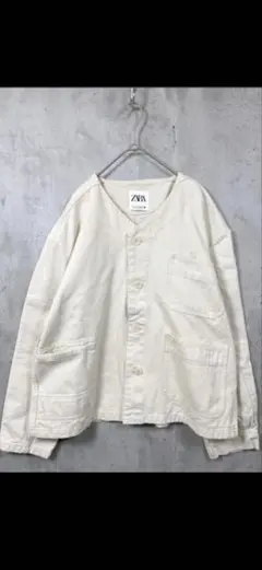 ZARA アイボリー ボタン付きジャケット L