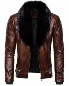 ブラウンレザーシングルライダースジャケット