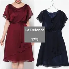 ラ・デファンス パーティードレス ワンピース 17号 4L ネイビー シフォン
