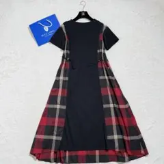 美品　ブルーレーベルクレストブリッジ ハイカウントポンチワンピース　ロング