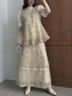 circle tulle motif balloon peplum