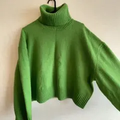 H&M グリーン タートルネック ニット M