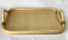 籐　ラタン　長方形　持ち手付き　トレー　トレイ　お盆　新品未使用品