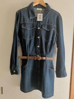 新品未使用 レースレディース デニム ワンピース ミニワンピ