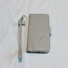 iPhone13 ケース カバー 手帳型 レザー 型押し リボン グレー